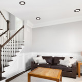 4 in. 2 Hour Fire Rated Slim Recessed LED Downlight, Black Trim, Canless IC Rated, 800 Lumens, 5 CCT Color Selectable 2700K-5000K
