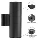LED Cylinder Outdoor Wall Wash, Up and Down Sconce Light, 24 Watt, 2300 Lumens, 5 CCT 2700K-5000K, Dusk to Dawn Sensor - 12 in. Height