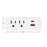 2 Outlet Grounded Wall Plug Adapter, USB Type-C / A Charging Ports 3.1A, Outlet Extender Wall Tap (2 Pack)