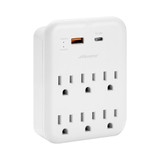 6 Outlet Adapter with Type-C / A USB Charging Ports, 5V 3.1A, Grounded Plug Adapter, 1200 Joules Surge Protection