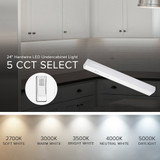 24 in. LED Under Cabinet Light, Hardwired, 1100 Lumens, 5 CCT 2700K - 5000K, White, On/Off Switch