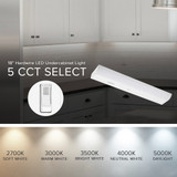 12 in. LED Under Cabinet Light, Hardwired, 550 Lumens, 5 CCT 2700K - 5000K, White, On/Off Switch