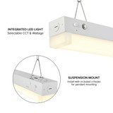 2 ft. LED Linear Strip Light Fixture with Emergency Battery Backup, Selectable Color Temperature / Wattage, up to 2700 Lumens