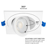 4 in. Adjustable Slim Square Recessed LED Floating Gimbal Downlight, 1000 Lumens, 5 CCT Color Selectable 2700K-5000K
