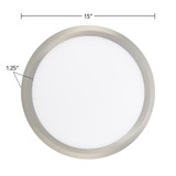 15 in. Satin Nickel LED Flush Mount Ceiling Light, 5 CCT 2700K-5000K, 2000 Lumens