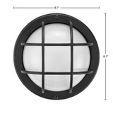 LED Outdoor Bulkhead Light, 800 Lumens, 6 CCT 2700K-6500K, Black Round Flush Mount Fixture for Wall or Ceiling