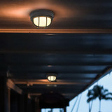LED Outdoor Bulkhead Light, 800 Lumens, 6 CCT 2700K-6500K, Black Round Flush Mount Fixture for Wall or Ceiling