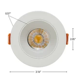 2 in. Slim Round Recessed Anti-Glare LED Downlight, Stone Gray Trim, Canless IC Rated, 600 Lumens, 5 CCT 2700K-5000K