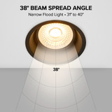 4 in. 5 CCT Adjustable LED Slim Regressed Eyeball Gimbal Downlight, Black Trim, 1000 Lumens, Color Selectable 2700K-5000K, 360° Rotation
