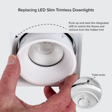 3 in. Trimless Slim Square Recessed Anti-Glare LED Downlight, White, Canless IC Rated, 800 Lumens, 5 CCT 2700K-5000K