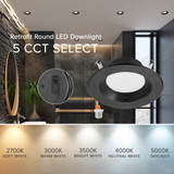 4 in. Retrofit Recessed LED Downlight, Black Trim, 800 Lumens, 5 CCT Color Selectable 2700K-5000K (12 Pack)