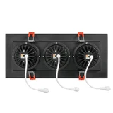 4 in. 3 Head LED Slim Square Recessed Anti-Glare Gimbal Downlight, Black, Canless IC Rated, 3000 Lumens, 5 CCT 2700K-5000K