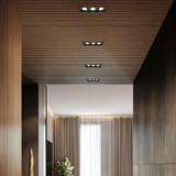 4 in. 3 Head LED Slim Square Recessed Anti-Glare Gimbal Downlight, Black, Canless IC Rated, 3000 Lumens, 5 CCT 2700K-5000K