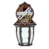 LED Outdoor Wall Light, Aged Bronze w/ Clear Water Glass, Dusk to Dawn Sensor, 580 Lumens, 3000K Warm White - 11 in. Height