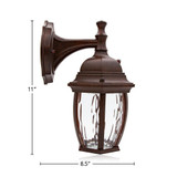 LED Outdoor Wall Light, Aged Bronze w/ Clear Water Glass, Dusk to Dawn Sensor, 580 Lumens, 3000K Warm White - 11 in. Height