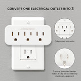 3 Outlet Grounded Wall Plug Adapter (4 Pack)