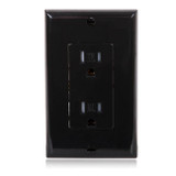 Tamper Resistant Duplex Receptacle Wall Outlet 15A Black, Wall Plates Included (10 Pack)