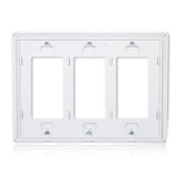 3 Gang Decorative Screwless Wall Plate, White (10 Pack)