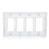 4 Gang Decorative Screwless Wall Plate, White (10 Pack)