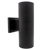 LED Cylinder Outdoor Wall Wash, Up and Down Sconce Light, 24 Watt, 1680 Lumens, 3000K Warm White, Black - 12 in. Height