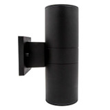 LED Cylinder Outdoor Wall Wash, Up and Down Sconce Light, 24 Watt, 1680 Lumens, 3000K Warm White, Black - 12 in. Height