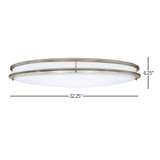 32 in. Oval LED Ceiling Mount Fixture, Dual Ring Satin Nickel, Dimmable, 3 CCT 3000K-5000K, 5500 Lumens