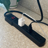 6 Outlet Power Strip - 300 Joules Surge Protection, Black (4 Pack)