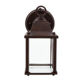 LED Porch Lantern Outdoor Wall Light, Aged Bronze w/ Clear Glass, Dusk to Dawn Sensor, 650 Lumens, 3000K Warm White - 8 in. Height