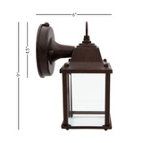 LED Porch Lantern Outdoor Wall Light, Aged Bronze w/ Clear Glass, Dusk to Dawn Sensor, 650 Lumens, 3000K Warm White - 8 in. Height