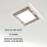 80 CFM Bathroom Exhaust Fan, 1.5 Sones Quiet Operation, Built-in LED Light, Ceiling Mounted