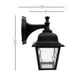 LED Porch Lantern Outdoor Wall Light, Black w/ Clear Water Glass, Dusk to Dawn Sensor, 875 Lumens, 3000K Warm White - 11 in. Height