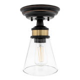 9 in. LED Semi-Flush Mount Glass Ceiling Light Fixture w/ ST19 Edison Bulb, 2700K Warm White, 800 Lumens