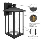 LED Outdoor Wall Light Seeded Glass, Dusk to Dawn Sensor, 1000 Lumens, 3000K Warm White - 15.5 in. Height