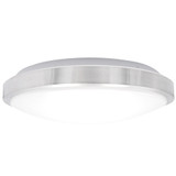14 in. LED Round Flush Mount Ceiling Light, Brushed Aluminum Trim, Dimmable, 3000K Warm White, 1600 Lumens