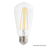 LED Outdoor Wall Light Seeded Glass, ST19 Bulb Included, 800 Lumens, 2700K Warm White - 15 in. Height