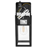LED Outdoor Wall Sconce, Clear Glass w/ ST19 Edison Bulb, Dusk to Dawn Sensor, 800 Lumens, 2700K Warm White - 14 in. Height