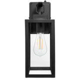 LED Outdoor Wall Sconce, Clear Glass w/ ST19 Edison Bulb, Dusk to Dawn Sensor, 800 Lumens, 2700K Warm White - 14 in. Height
