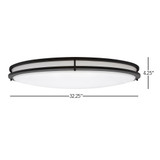 32 in. Oval LED Ceiling Mount Fixture, Dual Ring Black, Dimmable, 3 CCT 3000K-5000K, 5500 Lumens