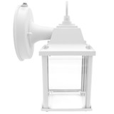 LED Porch Lantern Outdoor Wall Light, White w/ Clear Glass, Dusk to Dawn Sensor, 650 Lumens, 3000K Warm White - 8 in. Height