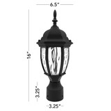LED Outdoor Post Light Pole Lantern with Water Glass, 900 Lumens, 3000K Warm White - 16 in. Height