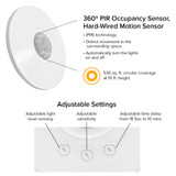 Ceiling Mount 360 Degree PIR Occupancy Sensor, Hard-Wired Motion Sensor, Max Height 10 Ft, Residential, 120V