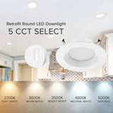 4 in. Retrofit Recessed LED Downlight, 900 Lumens, 5 CCT Color Selectable 2700K-5000K
