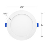 6 in. Slim Round Recessed LED Downlight, Canless IC Rated, 1050 Lumens, 5 CCT Color Selectable 2700K-5000K