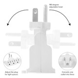 3-Outlet Swivel Grounded 180 Degree Wall Plug Adapter, ETL Listed (4-Pack)