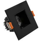 2 in. Slim Square Recessed Anti-Glare LED Downlight, Black Trim, Canless IC Rated, 450 Lumens, 5 CCT 2700K-5000K