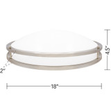18 in. Satin Nickel LED Ceiling Mount Fixture, 5 CCT 2700K-5000K, 2000 Lumens, Dimmable