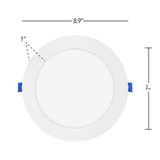8 in. Slim Round Recessed LED Downlight, Canless IC Rated, 1600 Lumens, 5 CCT Color Selectable 2700K-5000K
