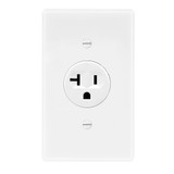 20A Single Receptacle Outlet for Appliances, Commercial Grade, NEMA 5-20, White, Wall Plate Included (2-Pack)