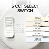 8 in. LED Round Trimless Disk Light, 5 CCT 2700K-5000K, 1400 Lumens, Dimmable