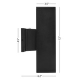 LED Rectangular Outdoor Wall Wash, Up and Down Sconce Light, 24 Watts, 2000 Lumens, 3000K Warm White, Dusk to Dawn Sensor - 12 in. Height